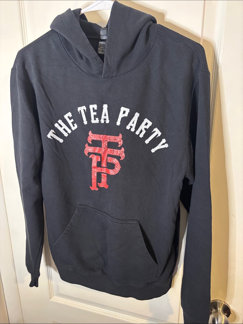 The Tea Party Men's Black Graphic Hoodie with Red Crest